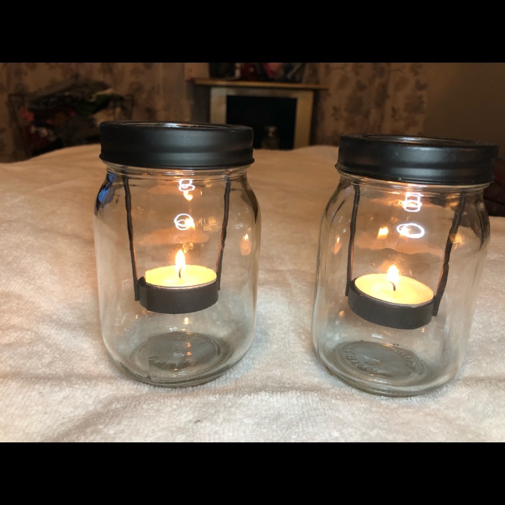 New jar tea light lanterns with metal lid (2)